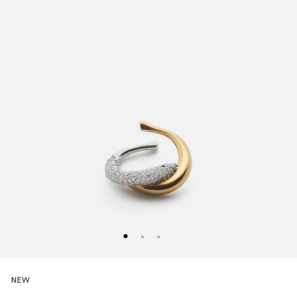 Bottega Veneta Two-Tone Gold and Silver Twisted Pavé Ring